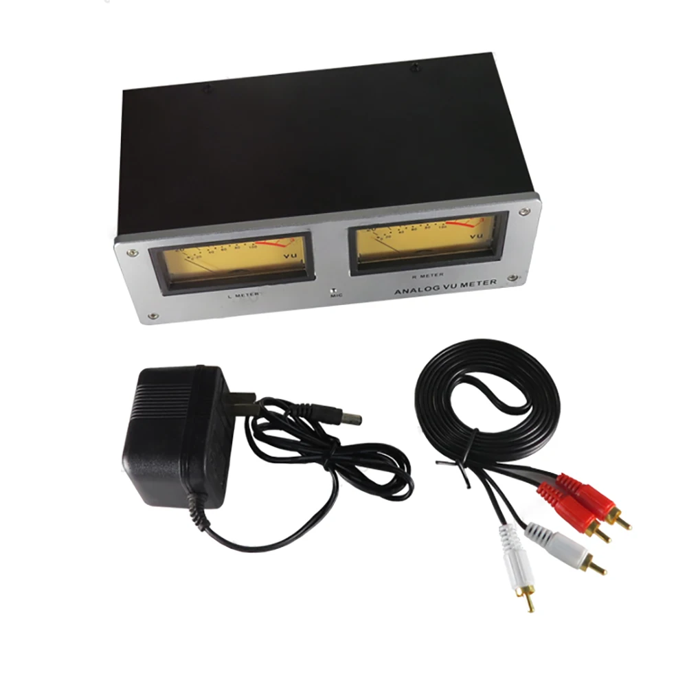 MICVU-73 Dual Square Analog VU Meter – LED Yellow Backlight Sound Level DB Panel Music Spectrum Audio Indicator