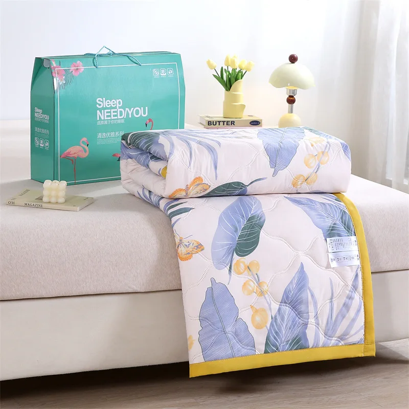 

Washed Cotton Air Condition Quilt Summer Comforter Print Bedding Core Dormitory Household Supply