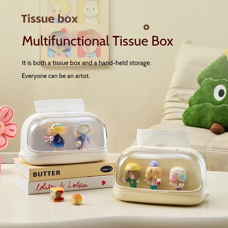 

2025 New Creative Tide Box Blind Box Storage Hand-Held Display Rack, Desktop Tissue Box Doll Cartoon Space Capsule Paper Box.