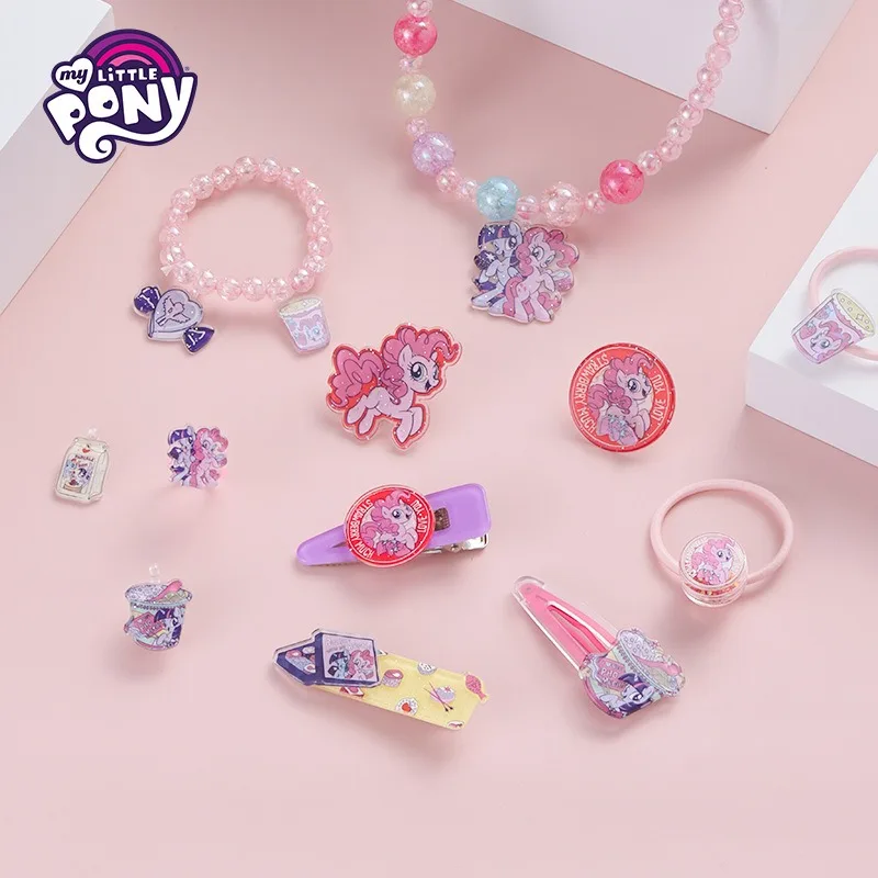 My Little Pony Figure Twilight Sparkle Applejack Fluttershy Spike Jewelry Headdress Bracelet Hairpin Pretend Play Gril Toy