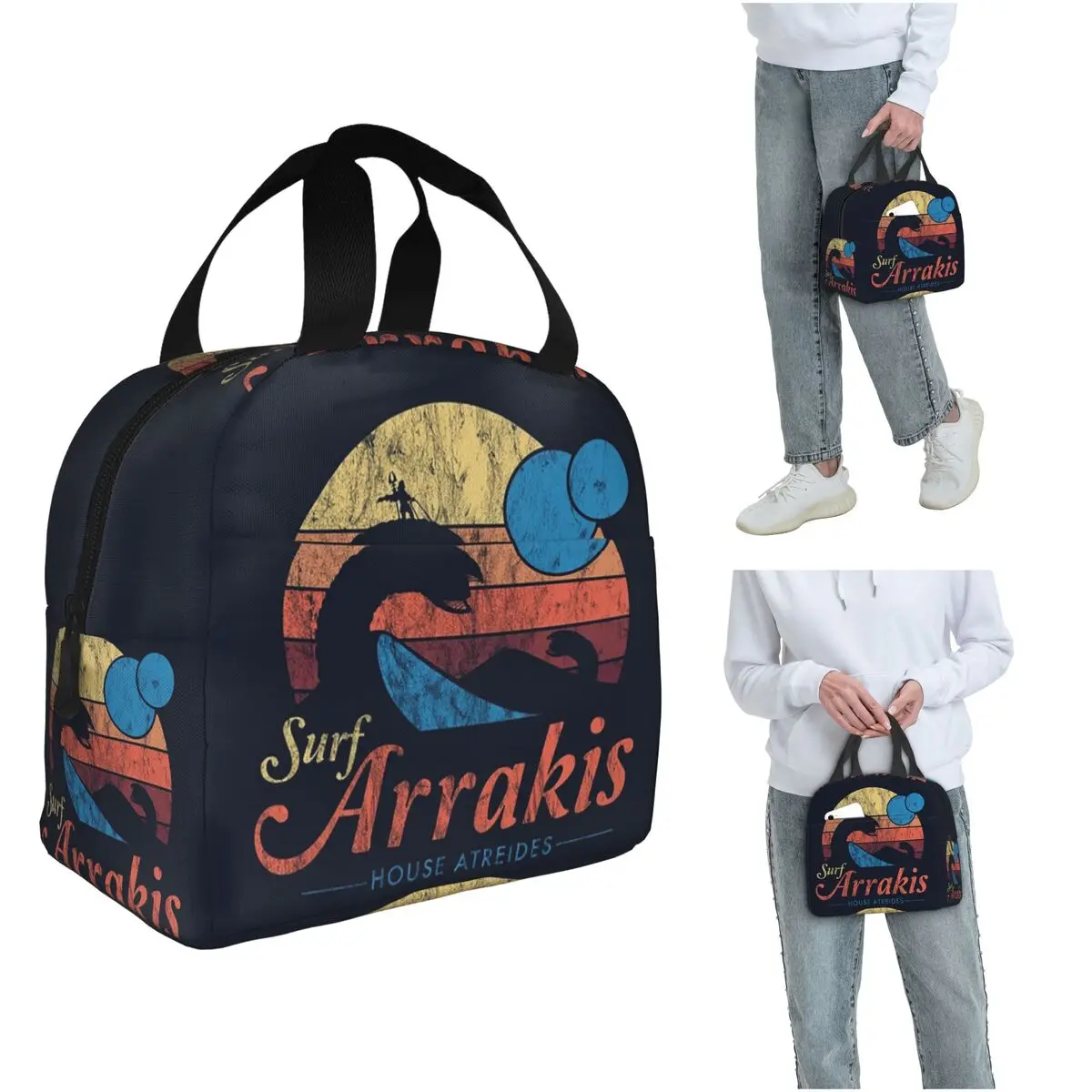

Термосумка для обедов Visit Arrakis Distressed Surf Dune Sci Fi, изолированная, для женщин и детей, портативная, для еды, термосумка-тоут