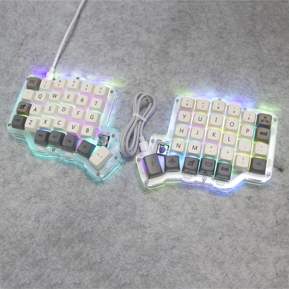 DEBROGLIE Wired Full Keyboard with LEOBOG Grey Wool V4 Hot swap Knobs RGB Light VIAL Programmable Keyboard Split Ergo