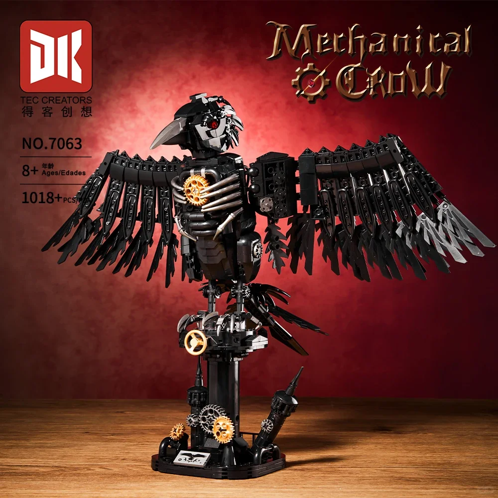

2026 New 1018pcs Dynamic Mechanical Crow Robot Mecha Model DK7063 Building Blocks Educational Puzzle Toy Birthday Holiday Gift