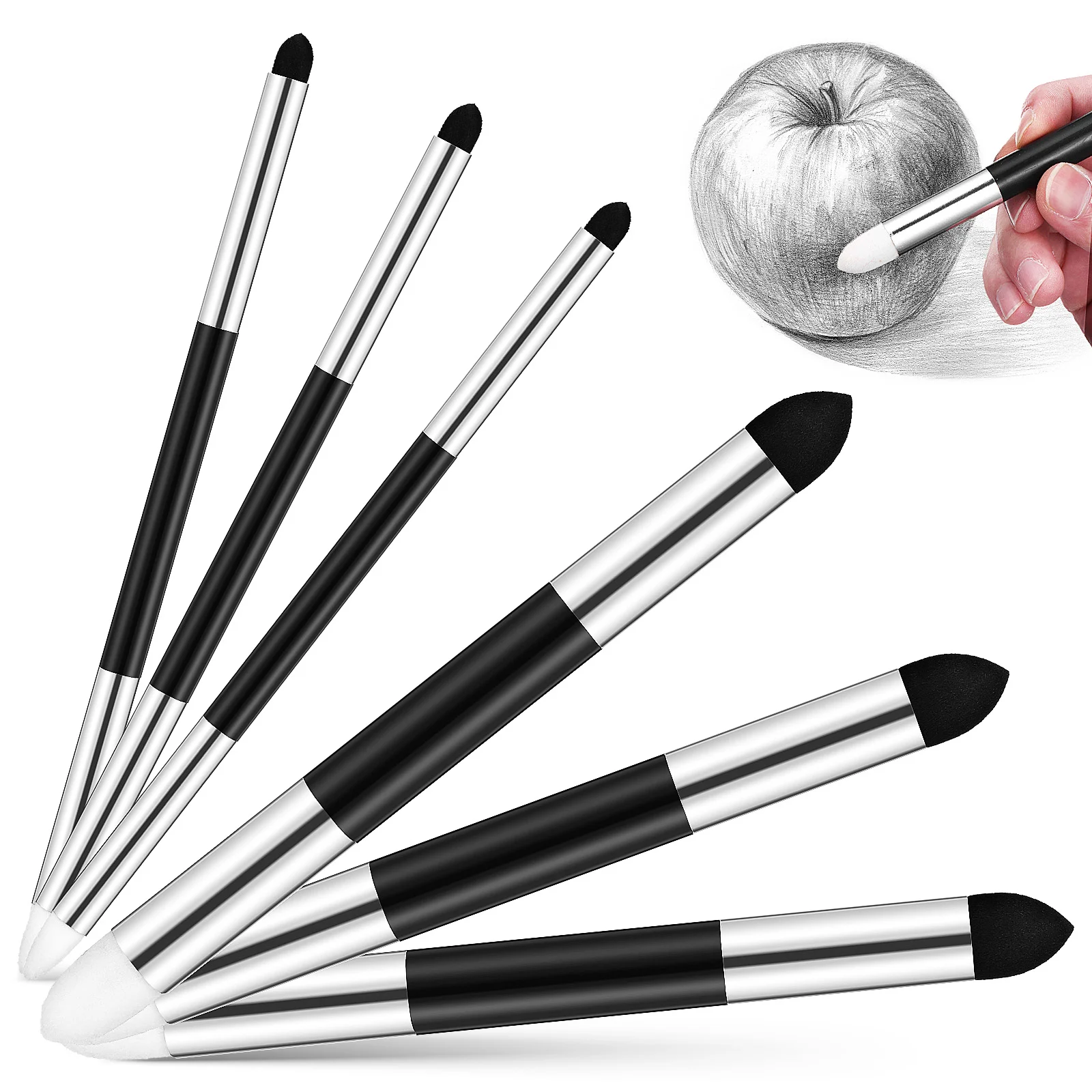 6 Pcs Sponges Blending Eraser Pen Sketch Tool Small Washable 1510X120X050CM Dual Tip Pencil