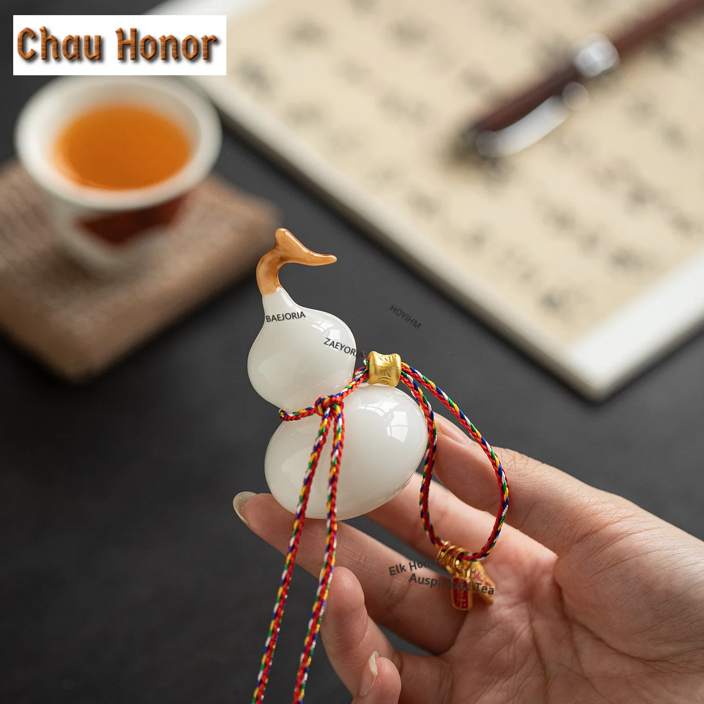ZAEYORIA Five-color Small Gourd Jade Ornament For Attracting Wealth And Fortune Creative Desktop Decoration Wall Hanging Gifts