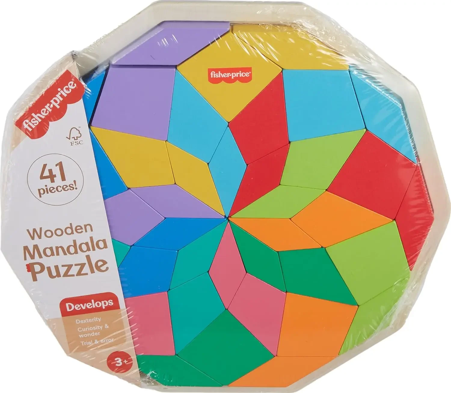 

Wood Preschool Toy Mandala Puzzle with Geometric Design, 41 Wooden Pieces for Kids Ages 3+ Years​