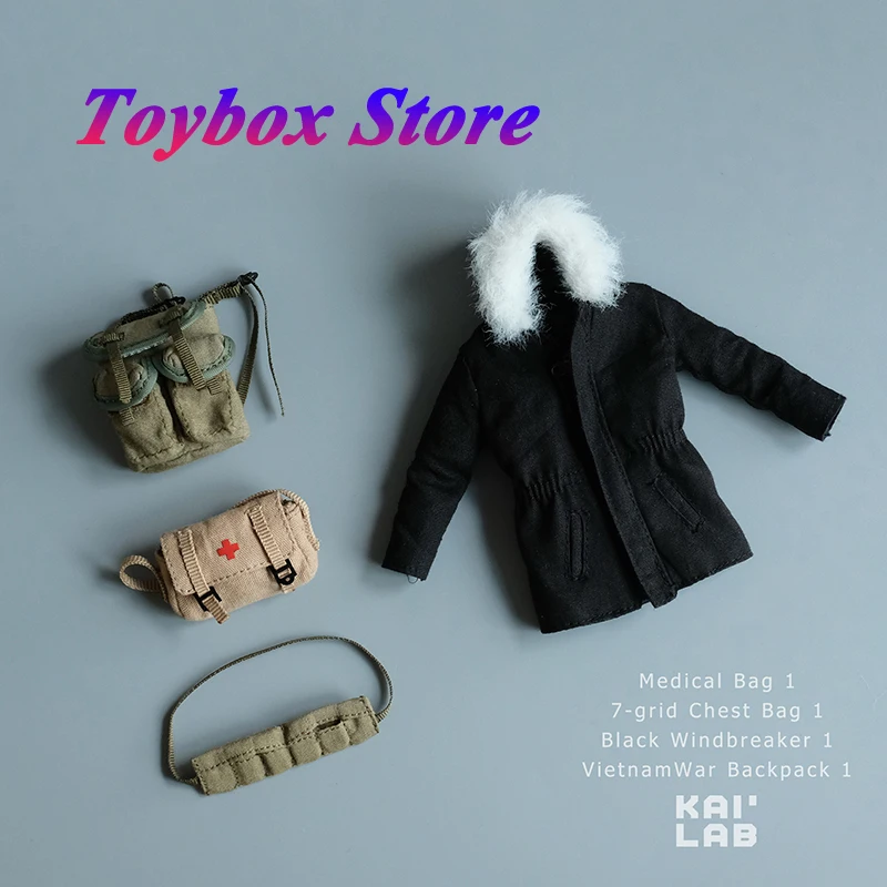 

Kailab Diy 1/12 Vitenam War US Army Joe Figure Mini Backpack Medical Bag Black Windbreaker Toys Accessory For 6" Mezco Figurine