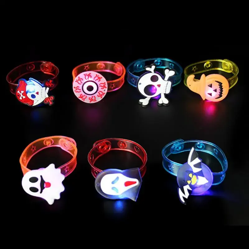 12-24PCS Halloween LED Finger Ring Pumpkin Glow Wrist Band Christmas Watch Necklace Light Up Toy Party Favors Kids - view 4