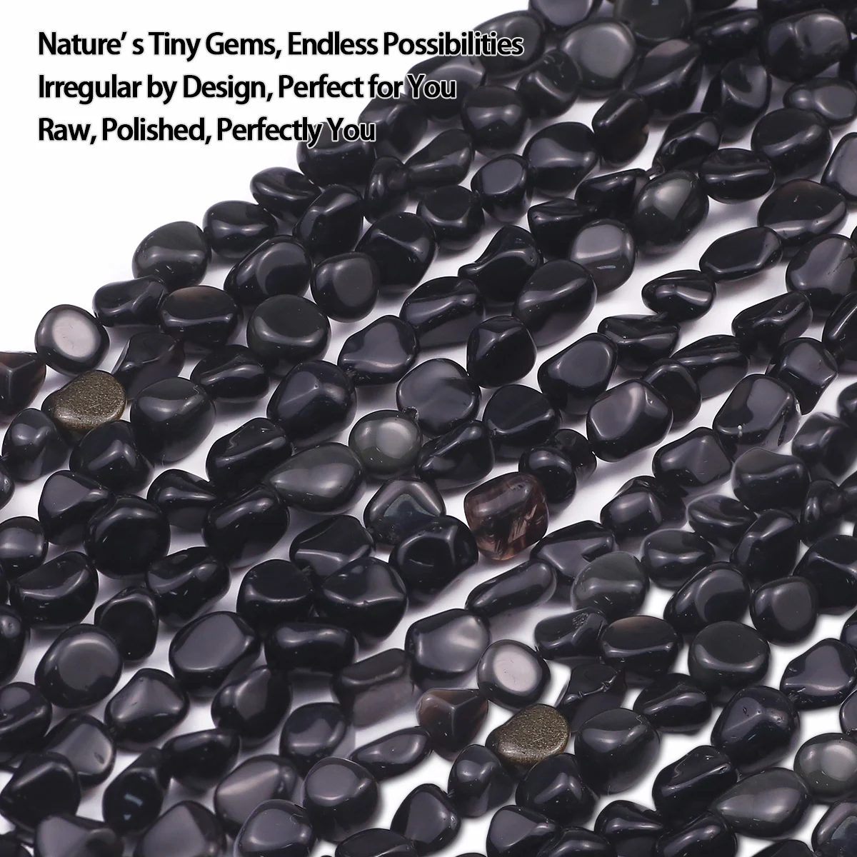 8-10mm Natural Black Obsidian Irregular Chip Stone Beads Loose Beads For DIY Bracelet Necklace Jewelry Craft Accessories