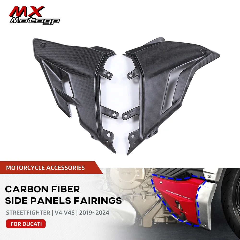 Carbon Fiber Radiator Lower Side Panels Cowling For DUCATI Streetfighter V4 V4S 2019-2024 Motorcycle Accessories Fairing Kits