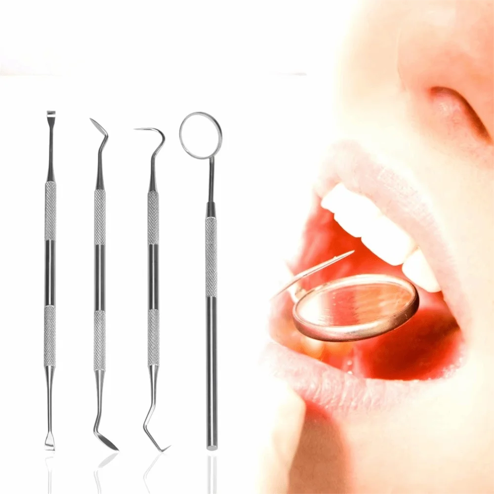 

7/8Pcs Stainless Steel Tooth Care Kit Rustproof with Storage Box Dentist Accessory Professional Various Style Tongue Scraper
