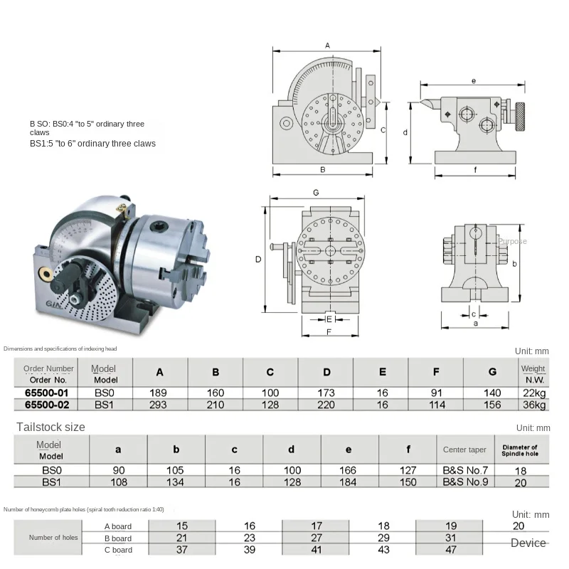 Universal Indexing Head BS-0/Bs-50.00G Quick and Simple Dividing   Disc Precision Graduator