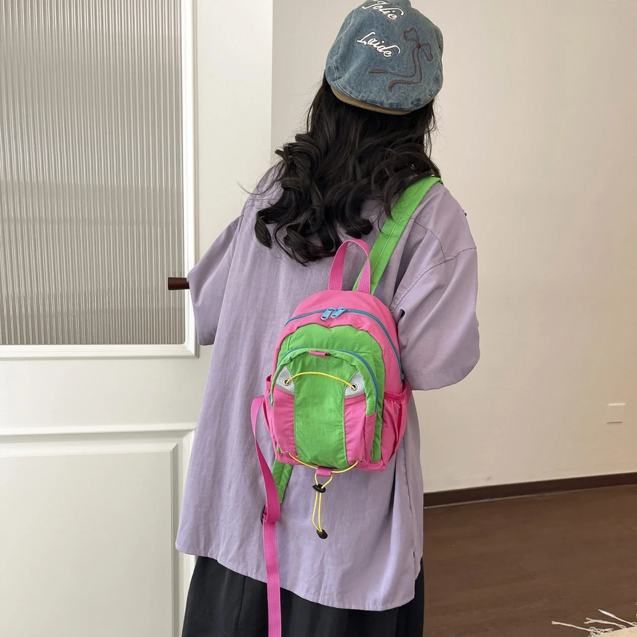 Korean Color Block Nylon Backpack  Casual Student School Bag 2026 New Style Dopamine College Wind Girls Leisure Backpack