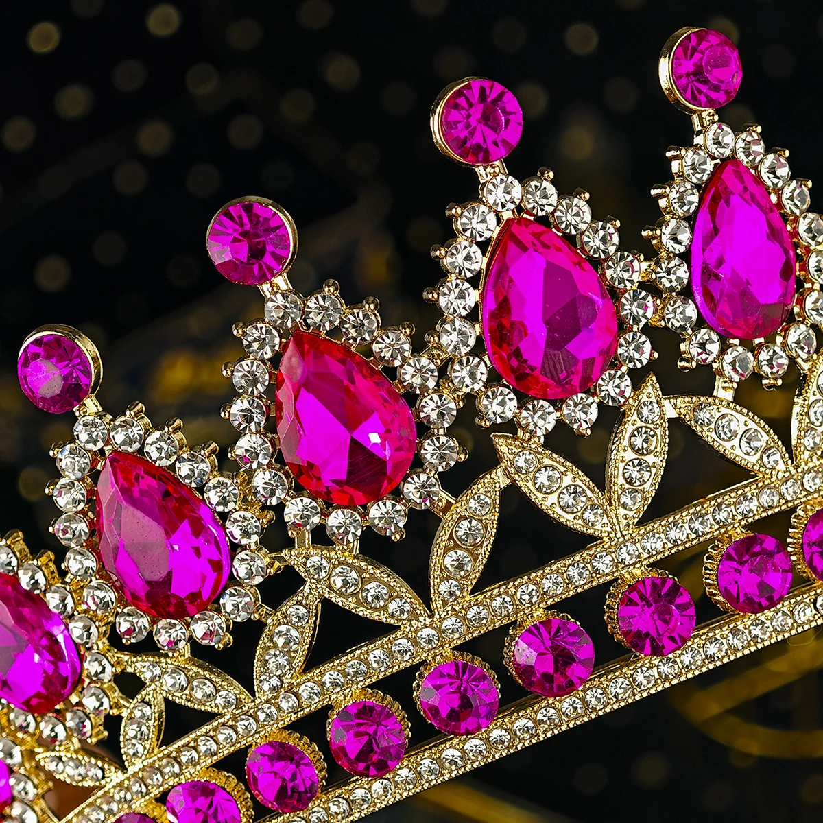 الوردي الأميرة على غرار تاج كلاسيكي Waterdrop الغلاف الجوي كريستال العصابات الشعر المرأة هيربيسي الزفاف إكسسوارات الشعر مجوهرات