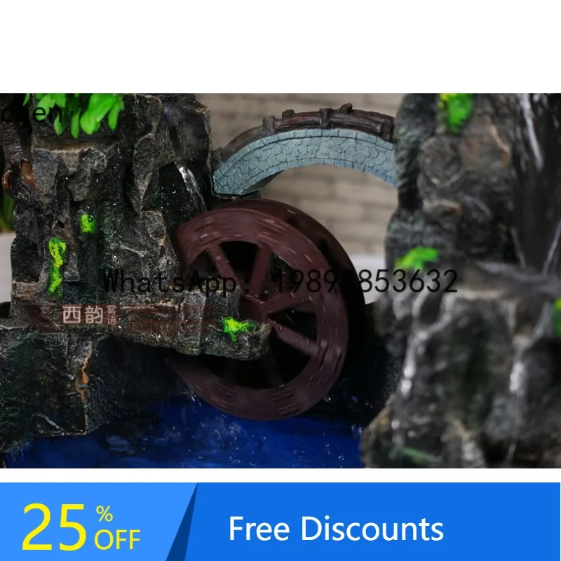 

A Large Rockery Fish Pond Tank Fountain Ornament Water Wheel Practical Creative Home Decor