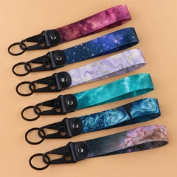 Marble Printing Short Rope Wrist Strap Starry Sky Lanyard for Keys Car Keychain Tags Key Ring Holder Phone Accessories