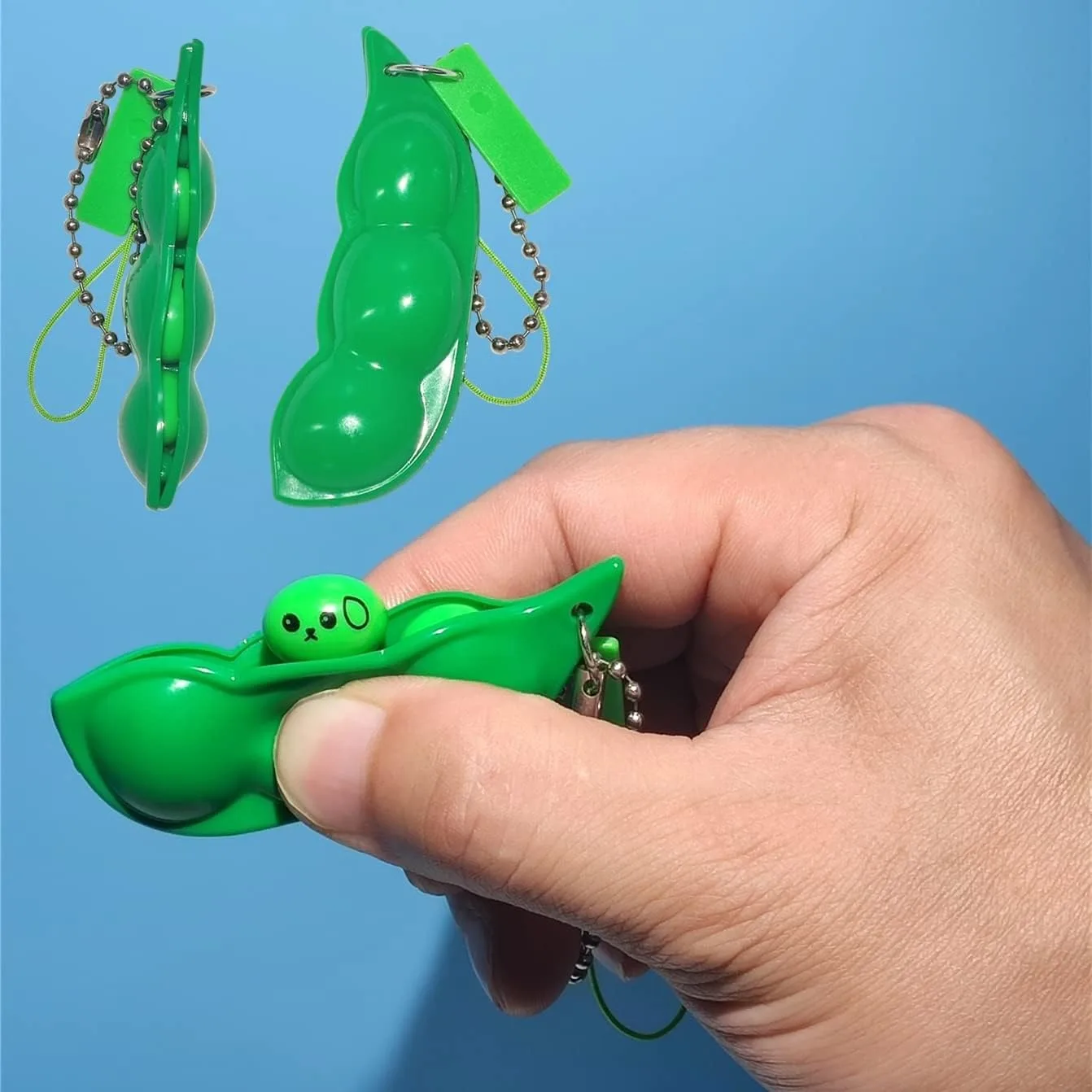 Novelty Squeeze Bean Edamame Pea Keychain Stress Relief Party Gifts Keyring, Decoration, Party Favors Supplies view 6