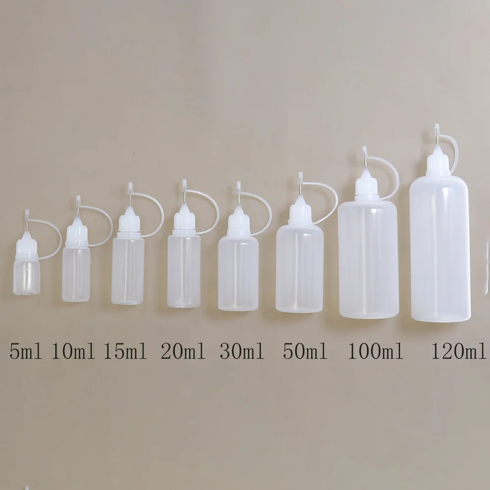 5ml 10ml 15ml 20ml 30ml 100ml PE Oil Bottle Squeezable Tip Applicator Bottle Refillable Dropper with Needle Tip Caps for Glue