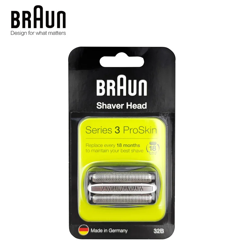 Braun 32B Electric Shaver Razor Blade Series 3 Replacement Cassette Head Foil Cutter for Shaver 3000s 3010s 3040s 3050cc 3070cc