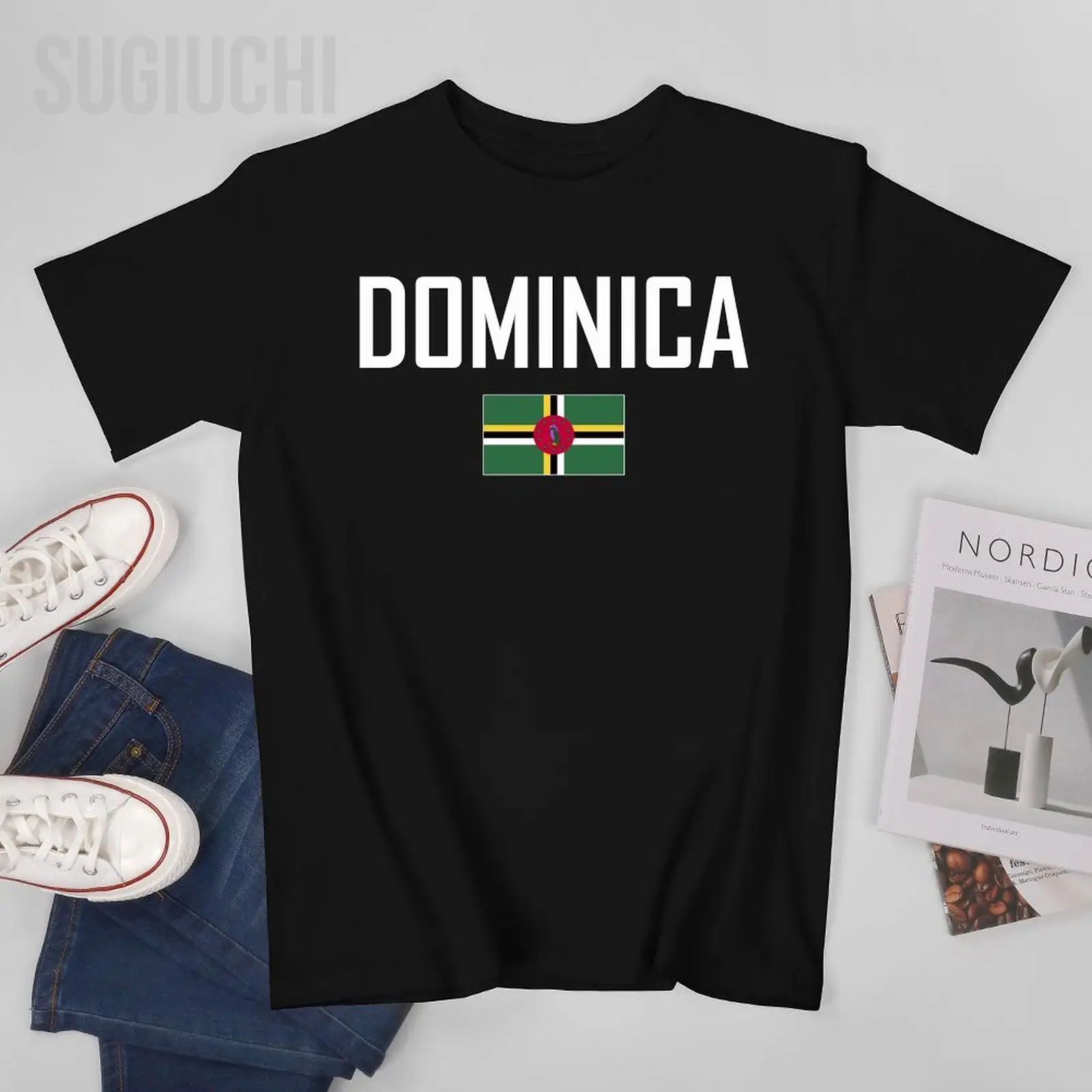 Unisex Men Tshirt DOMINICA Flag And Font Tees T-Shirt O-neck T Shirts Women Boys 100% Cotton Clothing More Color