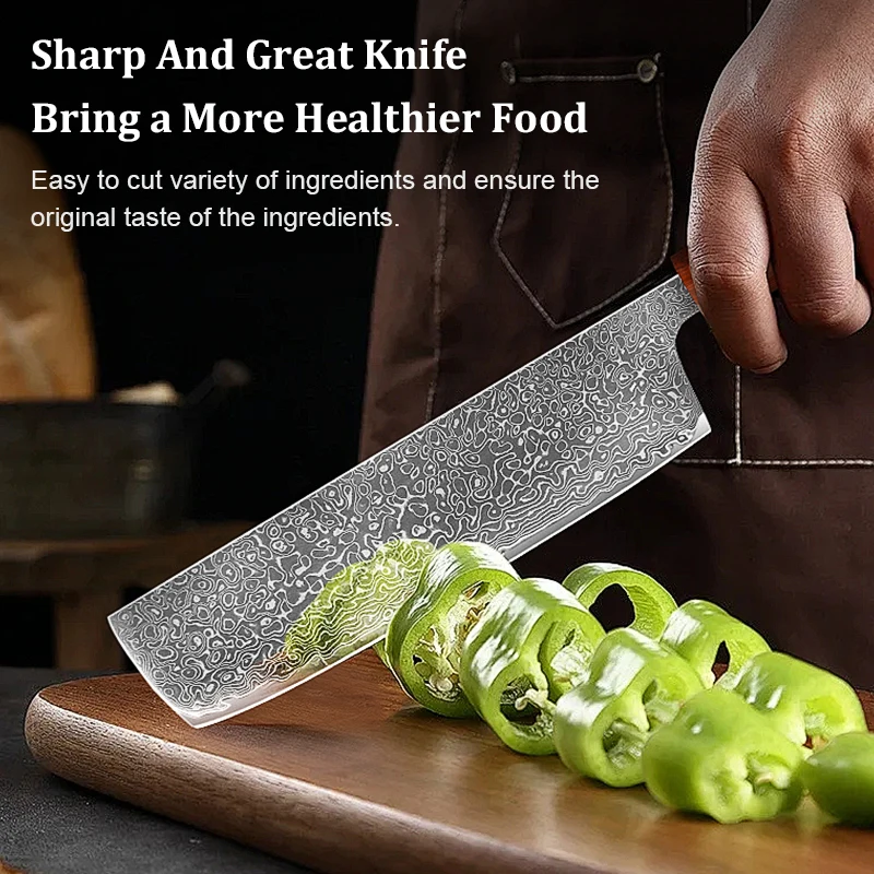 Damascus steel sheath chef's knife super sharp cutting knife household fruit knife kitchen slicing knife kitchen cooking tool