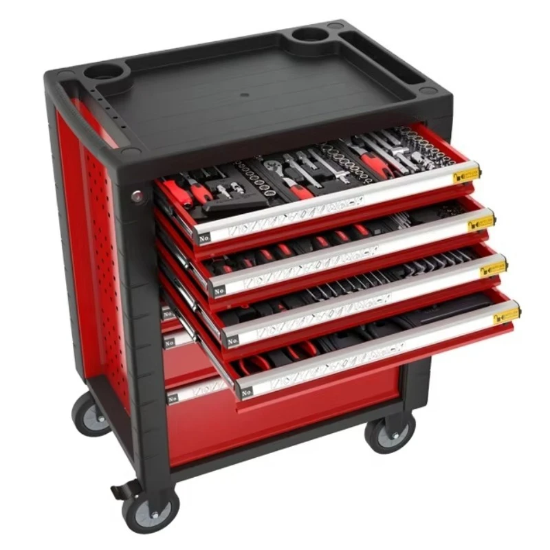 Professional Heavy Duty Auto Repair Tool Cart Mobile Cabinet With Multiple Drawers For Workshop Garage Storage