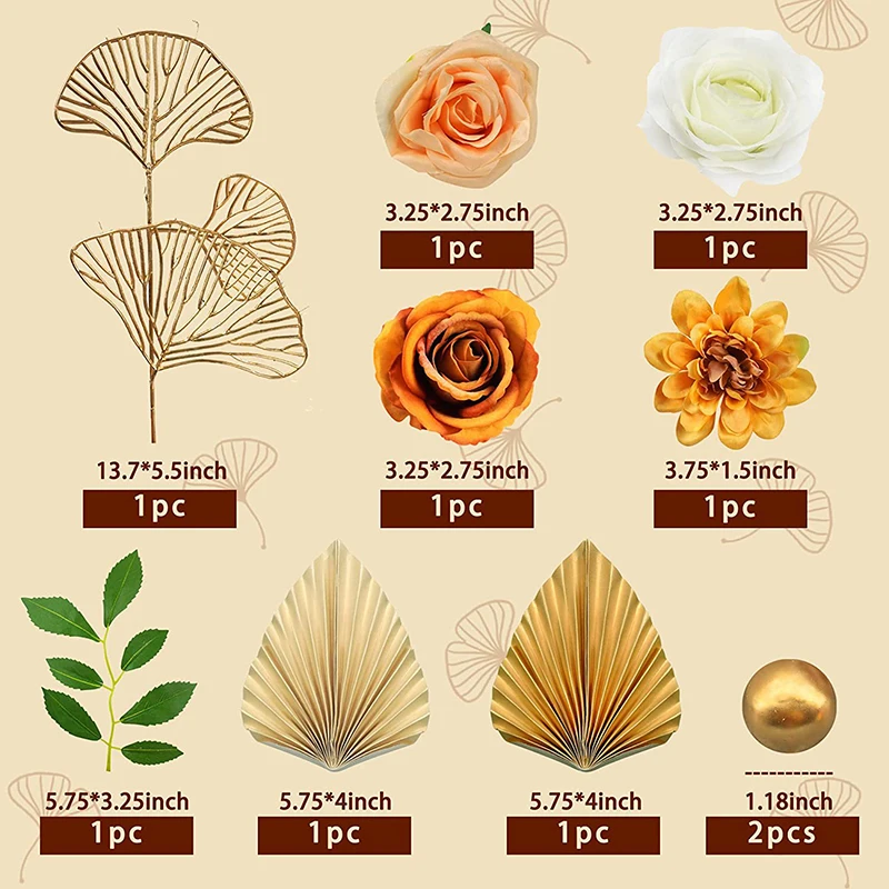 1Set Golden Palm Leaf Decoration Flower For Cake Topper Paper Birthday Happy Party Cake golden palm Baking Cakes Decor Bohemian