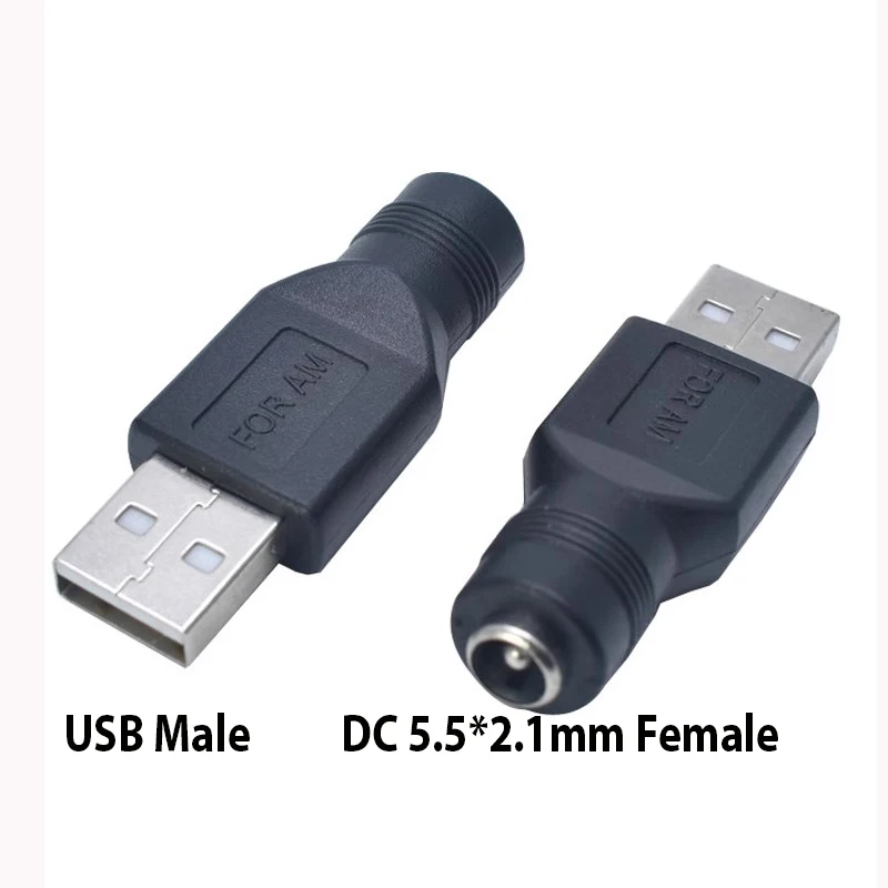 5.5*2.1mm Female Jack To USB 2.0 Male Plug 5V DC Power Plugs Connector Adapter Laptop PC