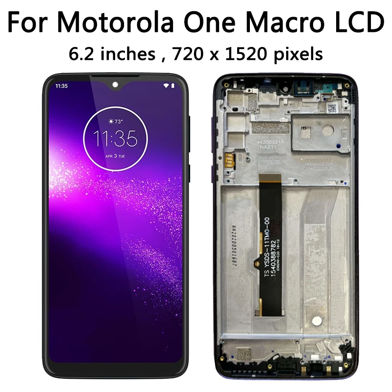 New For Motorola One Macro LCD Xt2016-2 Display Touch Screen Digitizer Assembly For Moto One Macro PAGS0005IN Replacement Part