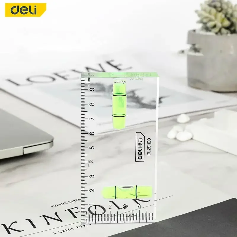 Deli High Precision Transparent Two Direction Magnetic Level Bubble Mini Level Multi-Functional Portable Measuring Tool