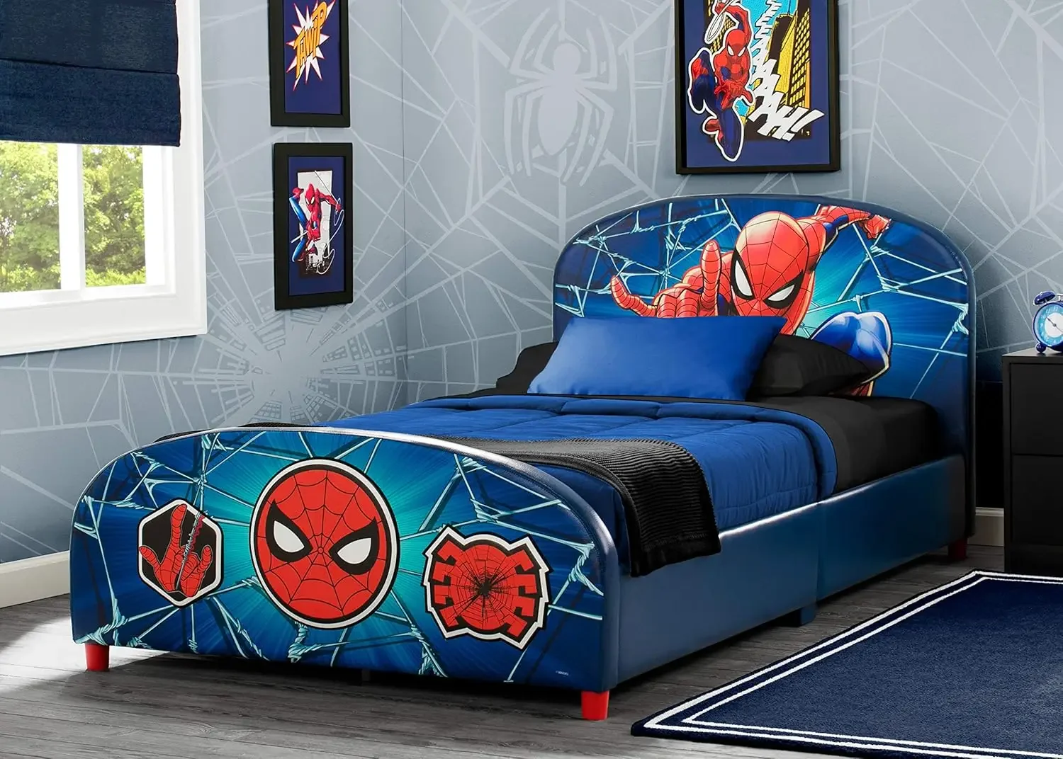 Upholstered Twin Bed, Marvel Spider Man