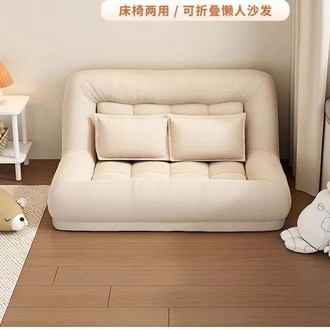 Small Apartment Fabrics Sofa Bed Living Room 2023 New Bedroom Lazy Sofa Apartment Rental Room Folding A Double Chair Furniture