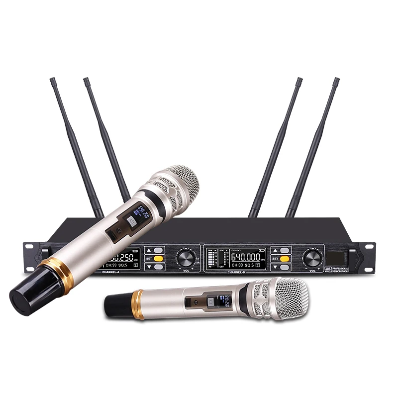 

XTUGA T-24 Four Antenna 300m Effective Distance 640-690MHz Dual Channels Wireless Microphone microfono dinamico micro uhf