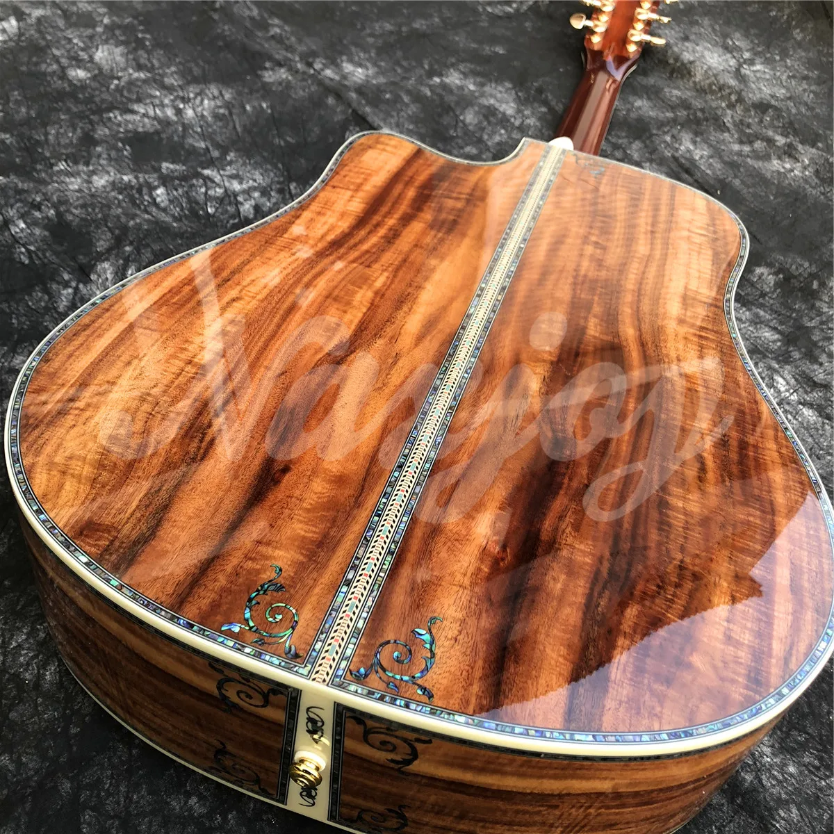 Solid Wood All Koa Acoustic Guitar 41 Inches D Type Cutaway Body Real Abalone Flowers Ebony Fingerboard Guitar