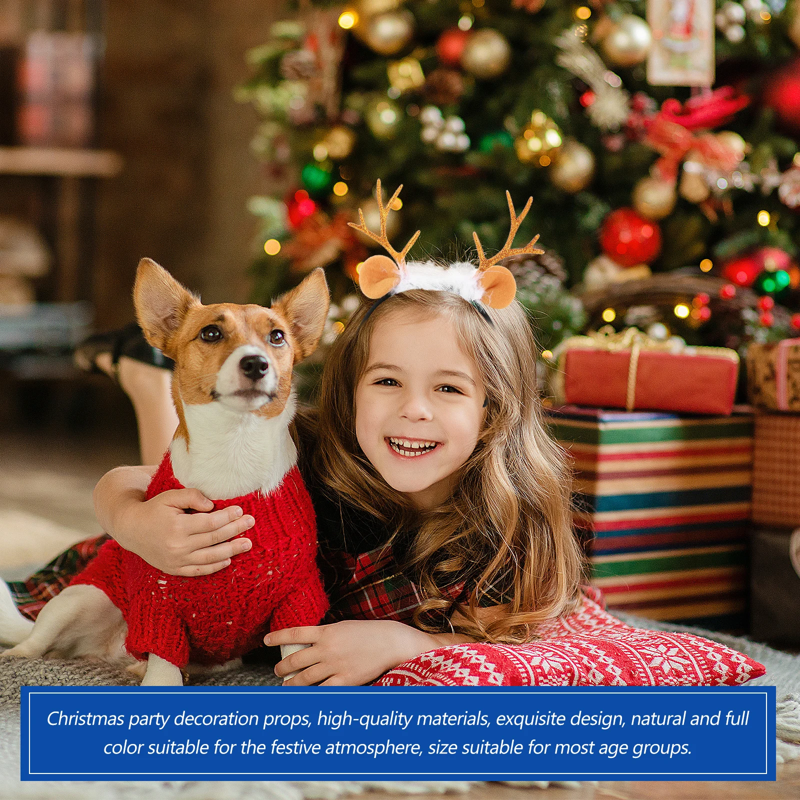 

1pc Christmas Antler Headband Kids Adults Lightweight Polyester Party Hairband Festival Costume Event Decoration