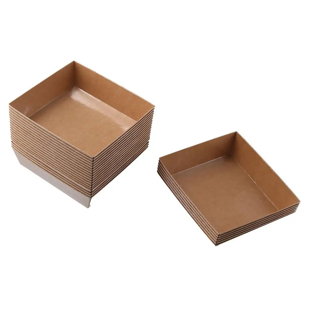 

25 Pcs with Plastic Lid Square Cake Boxes Brown White Large Capacity Disposable Bakery Box Paper Cake Decorating Supplies