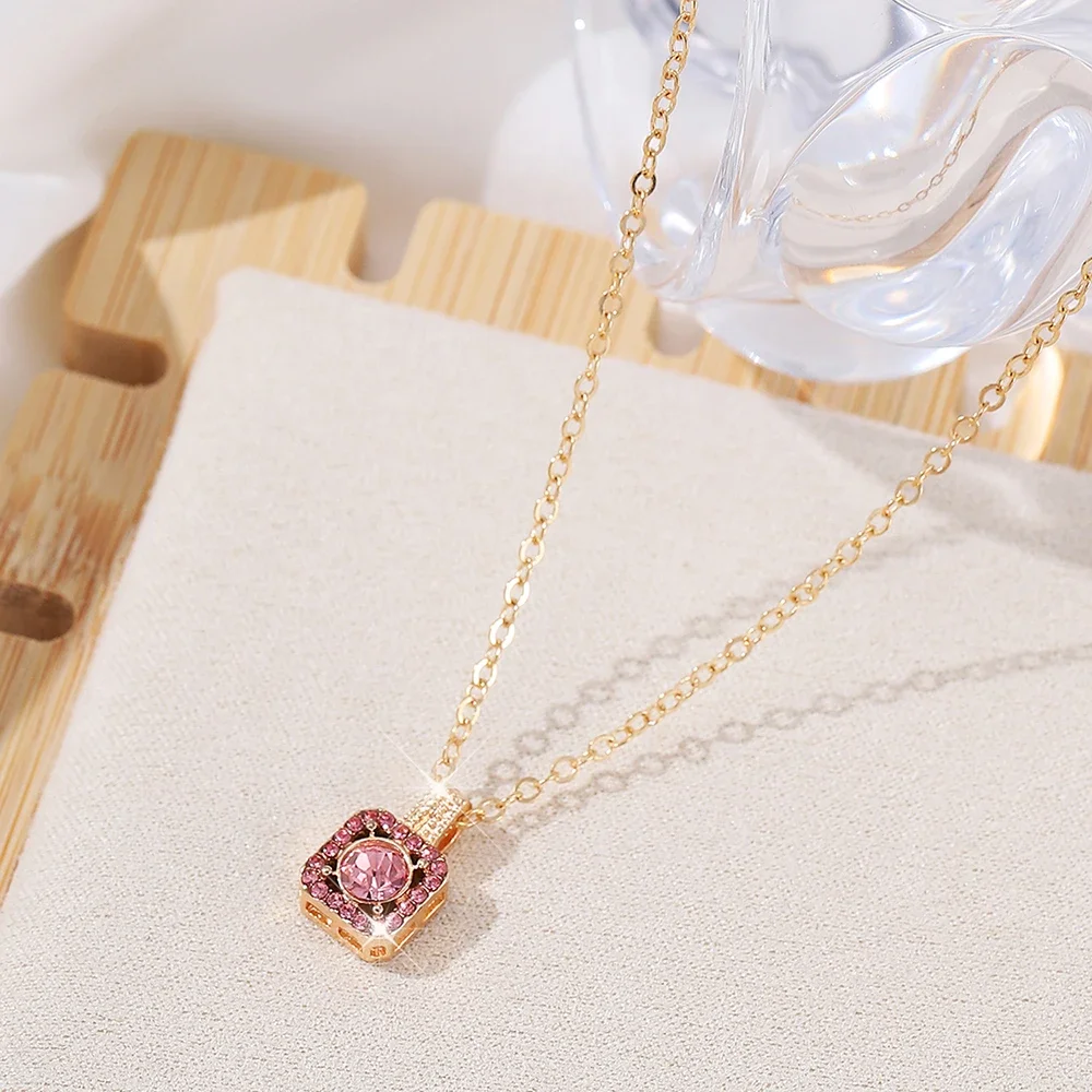 مجموعة مجوهرات مكعبة فاخرة قطعة واحدة، قلادة نسائية أنيقة، مجموعة أقراط وخاتم، هدية مثالية لعيد الحب، هدية عيد الميلاد، ثنائية #5