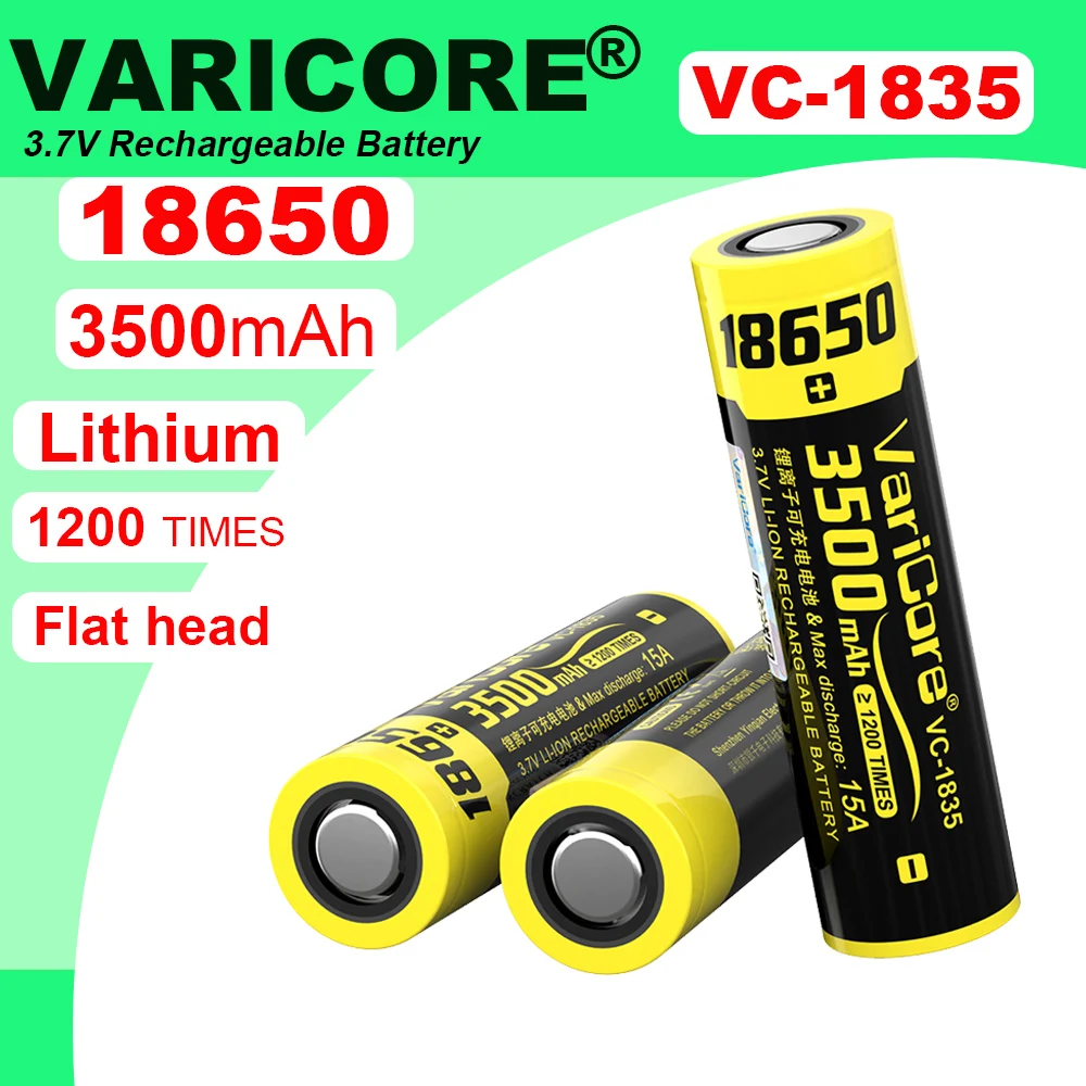 

Батарея VariCore 18650 VC-1835 3,7 В, литий-ионная, 3500 мАч, 15 А, разрядка, аккумулятор для устройств с высоким расходом