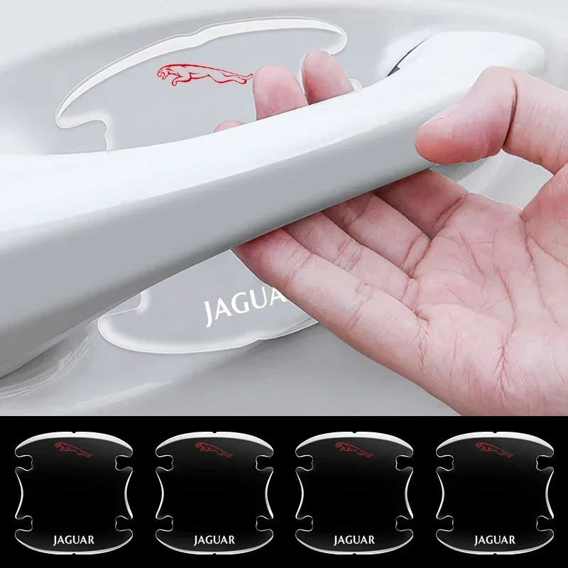 

4x Transparent Car Door Bowl Handle Protective Film Trim Anti-Scratch Stickers for Jaguar XF XJ XJL XE XKR XK E F I PACE JS R
