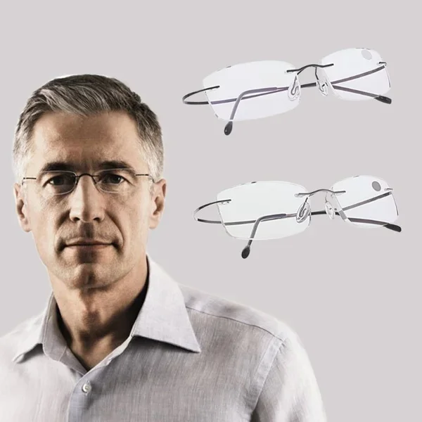 

Oval Lenses Black Temples Rimless Glasses Men Comfortable For All Face Shapes Reading Glasses Women +0.75+1+1.5+2+2.5+3+3.5+4
