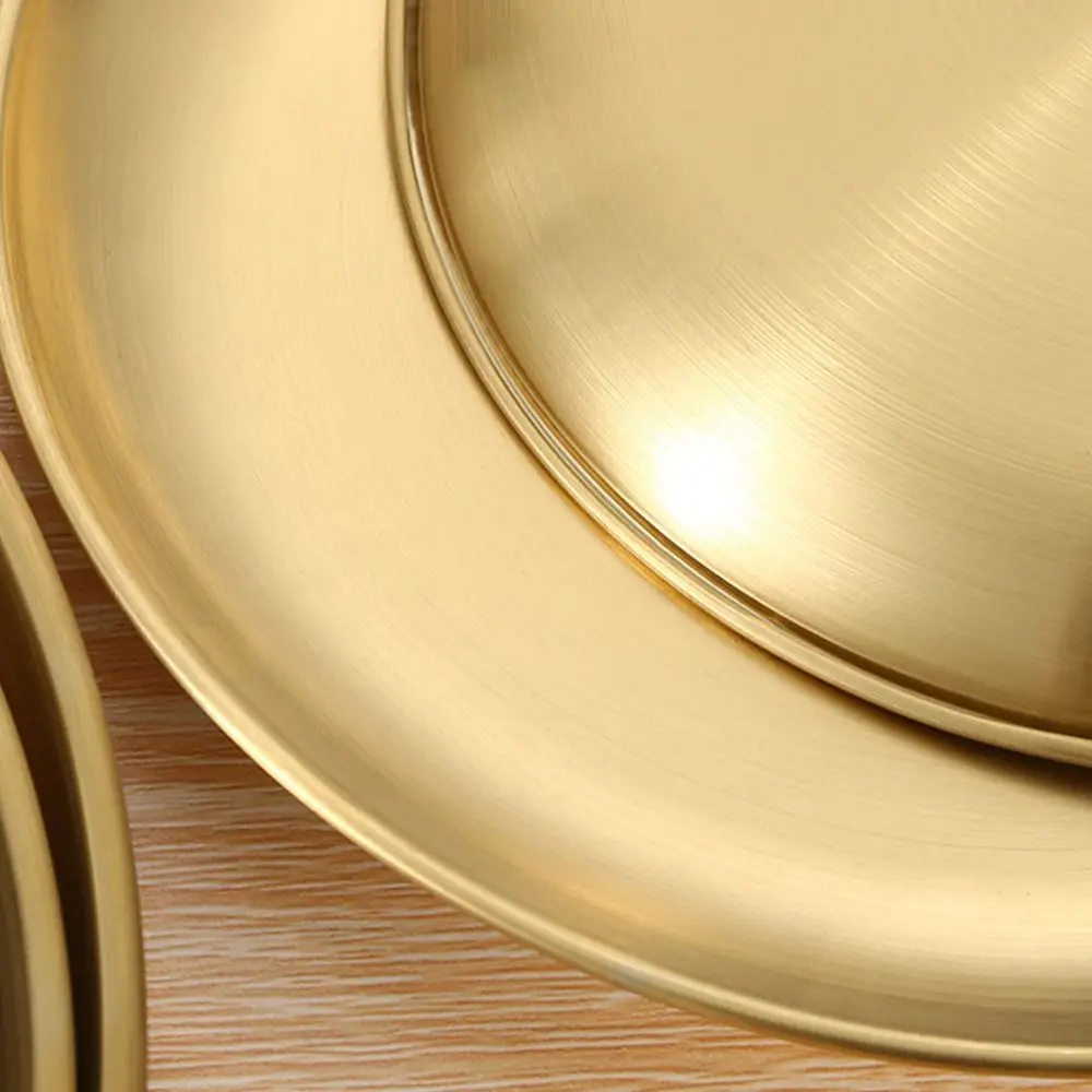 1Pcs Shallow Stainless Steel Plate Fruit Cake Snacks Pasta Steak Dining Disc Food Tray Kitchen Accessories 14/17/20/23/26CM