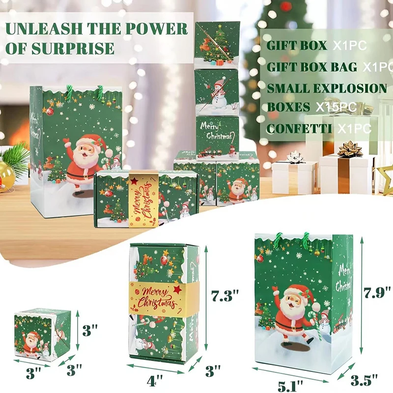 10 Stück Weihnachts-Überraschungs-Pop-up-Geschenkbox Rot/Grün Einzigartige Faltbare Springende DIY-Geschenkbox Weihnachtsparty-Dekoration – Detail 6