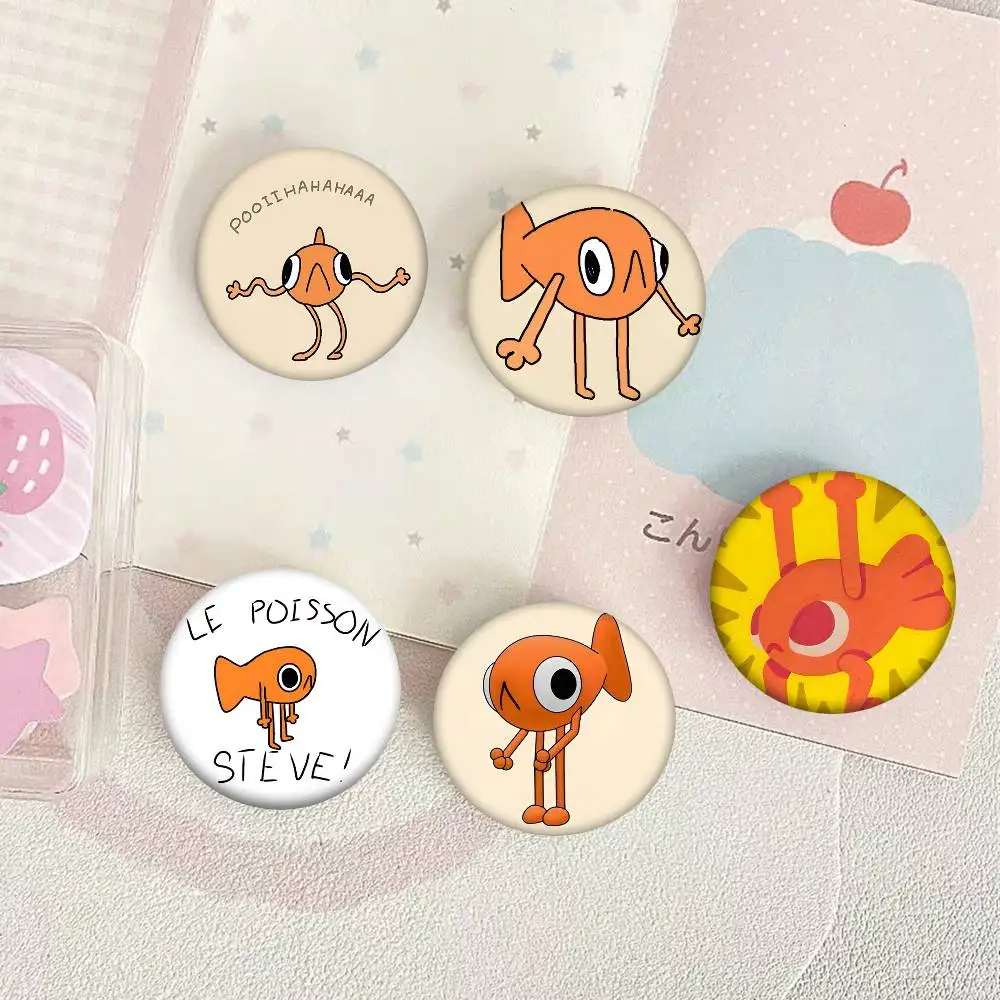 I Love Le Poisson Steve Viral Meme Round Badge Creative Brooch Clothing Backpack Accessories Lapel Pin