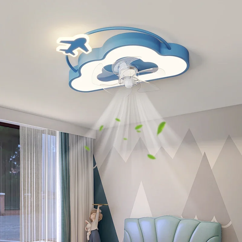 LED Fan Ceiling light Ceiling fan light Children's room decorative furniture light Bedroom lamp strong wind quiet highlighting