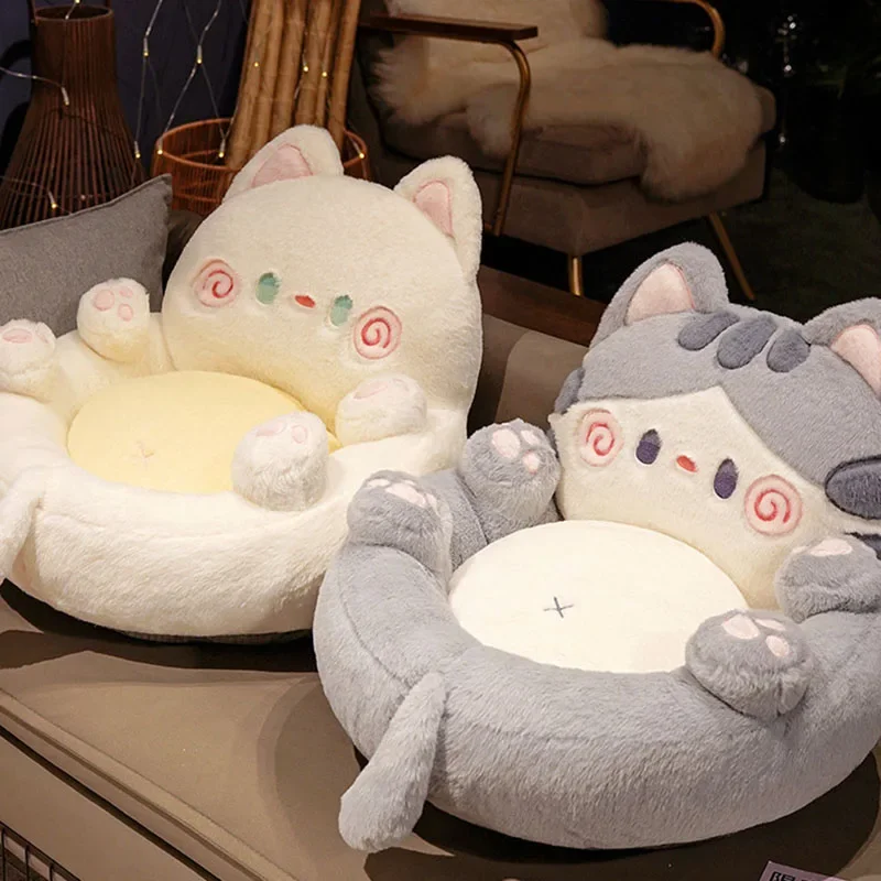 New Lovely Flip Belly Cat Back Cushion Cartoon Home Decor for Living Room Soft Velvet Chair Cushion for Autumn and Winter