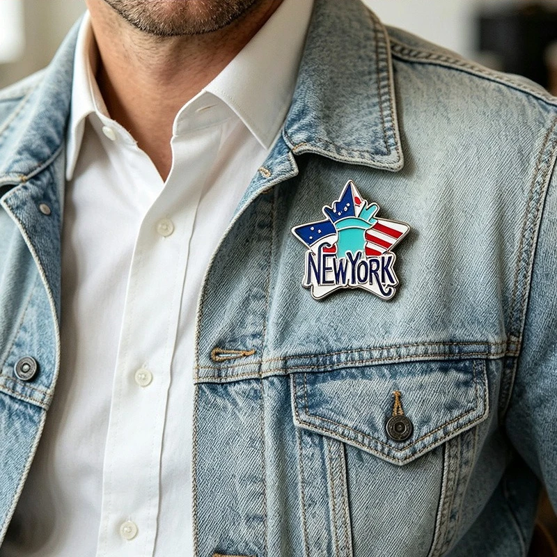 Travel Souvenir New York Themed Enamel Pins Liberty Statue Taxi Metal Brooch Badge Decor for Backpack Clothing Collection Gift