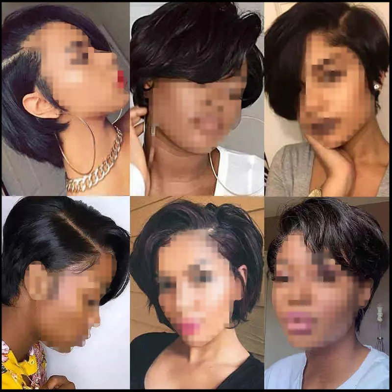 6 Zoll kurze Echthaar Perücken natürliche Farbe Pixie Cut Perücke gerade Echthaar t Teil Perücke Echthaar Perücken für schwarze Frauen