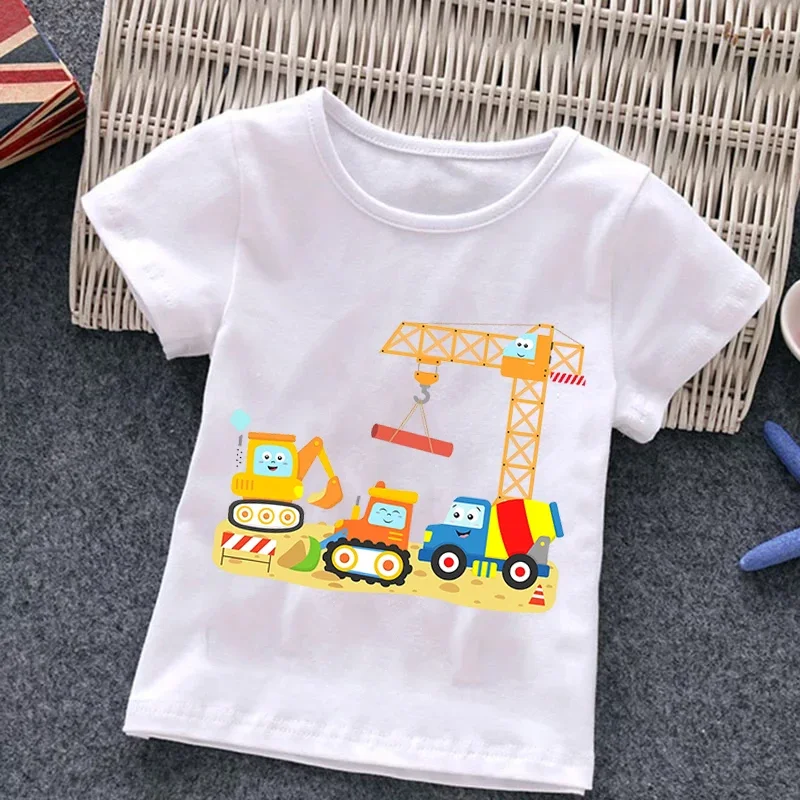 cartoon car Undertale Shirt excavator Print crane T-shirt Boy Girl Hipster Hip Hop Tshirt Cool Short Sleeve T shirt Unisex Tee