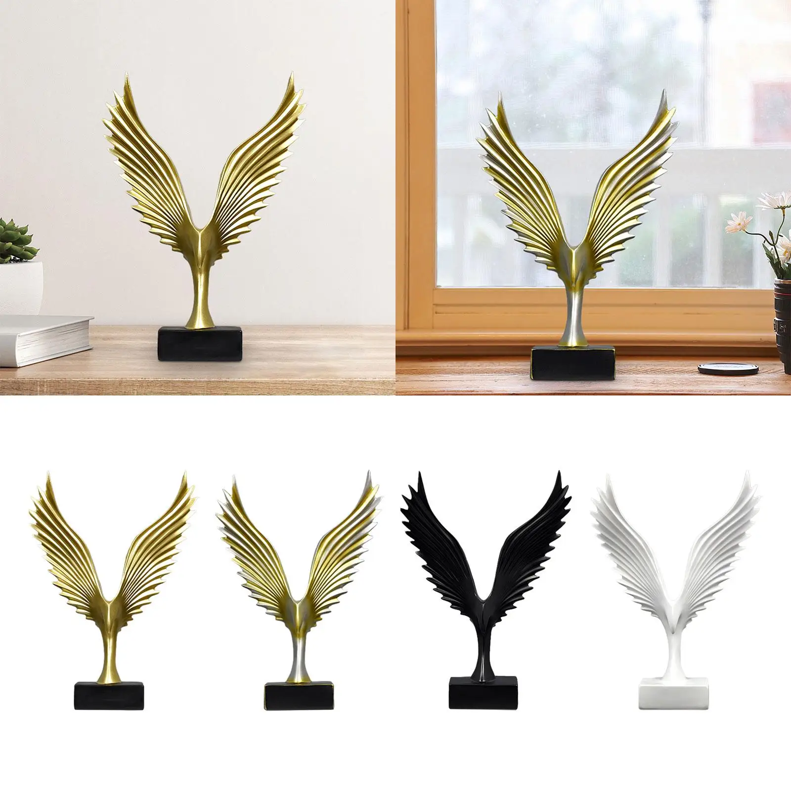 Wing Resin Figurine Eagle Statue Collection Decoration Indoor Hallway Bird Sculpture Eagle Figure for Home Bookshelf Office