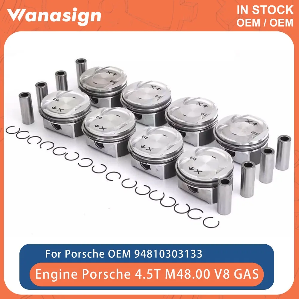 Engine Pistons & Rings Kit Φ93mm STD Fit 4.5 T For Porsche Cayenne Turbo S 955 9PA M48.00 4511CC 4.5T V8 GAS 03-06 94810303163